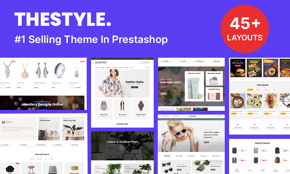 Prestashop minimal and multipurpose theme with 45+ unique layout with lowest price
