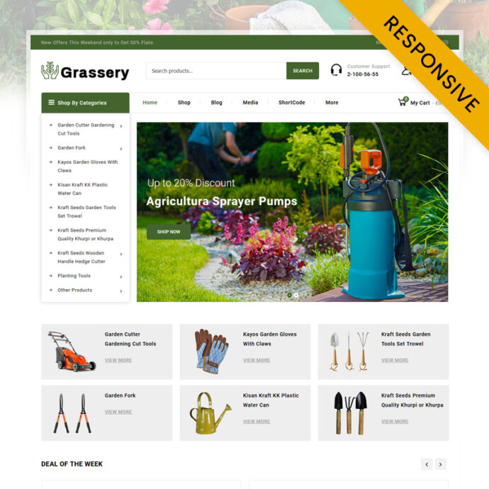 Grassery Garden Tools Store WooCommerce Theme