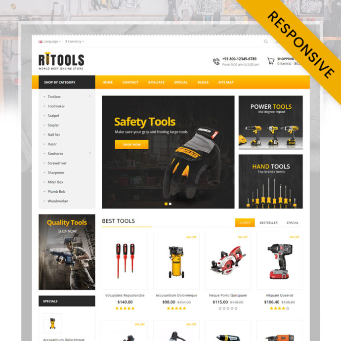 Online Tools Store OpenCart Theme