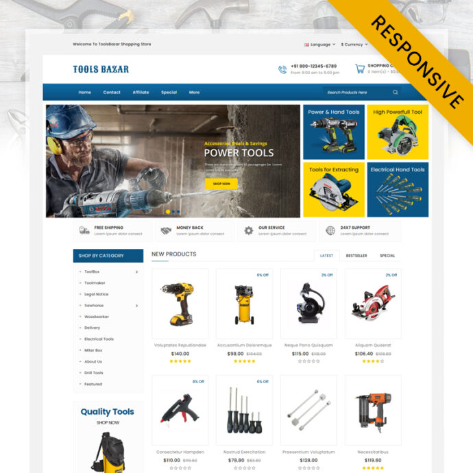 Tools Bazar - HandTools Store OpenCart Theme