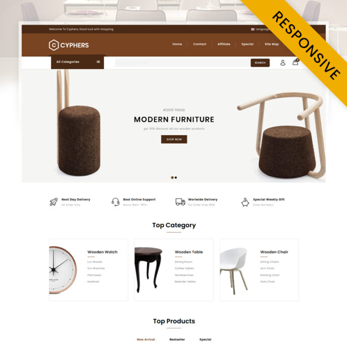 Cyphers - Furniture Store OpenCart Theme