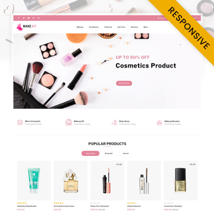 MakeKit - Cosmetic Store OpenCart Theme