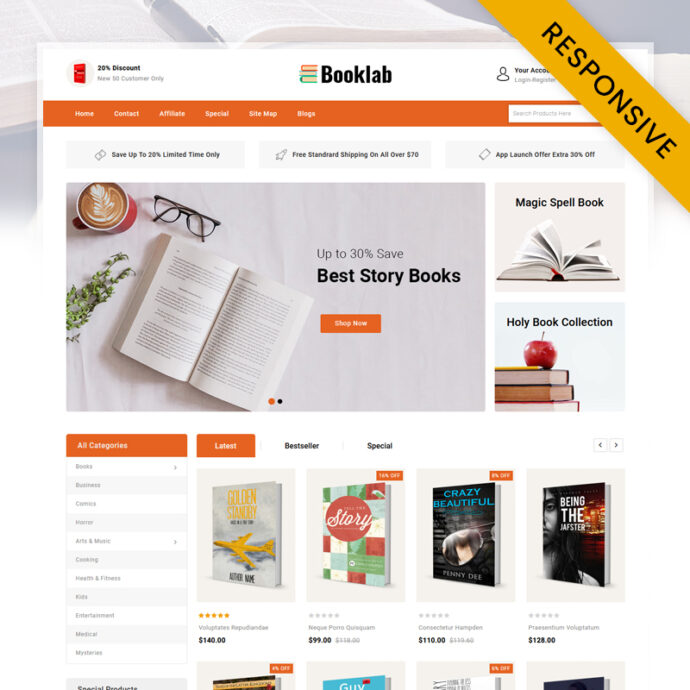 Booklab - Books Store OpenCart Theme