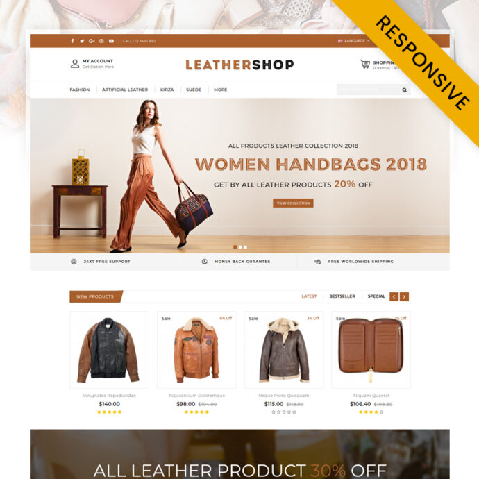 Leather Shop OpenCart Theme
