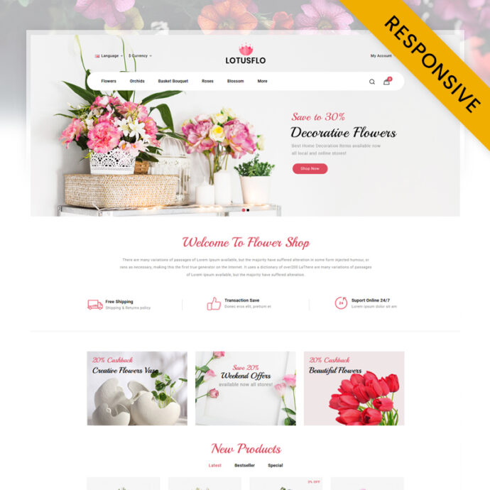 Lotusflo - Flowers Store OpenCart Theme