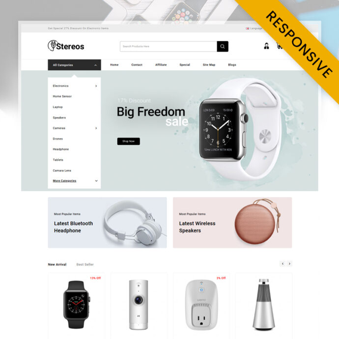 Stereos - Electronics Store OpenCart Theme