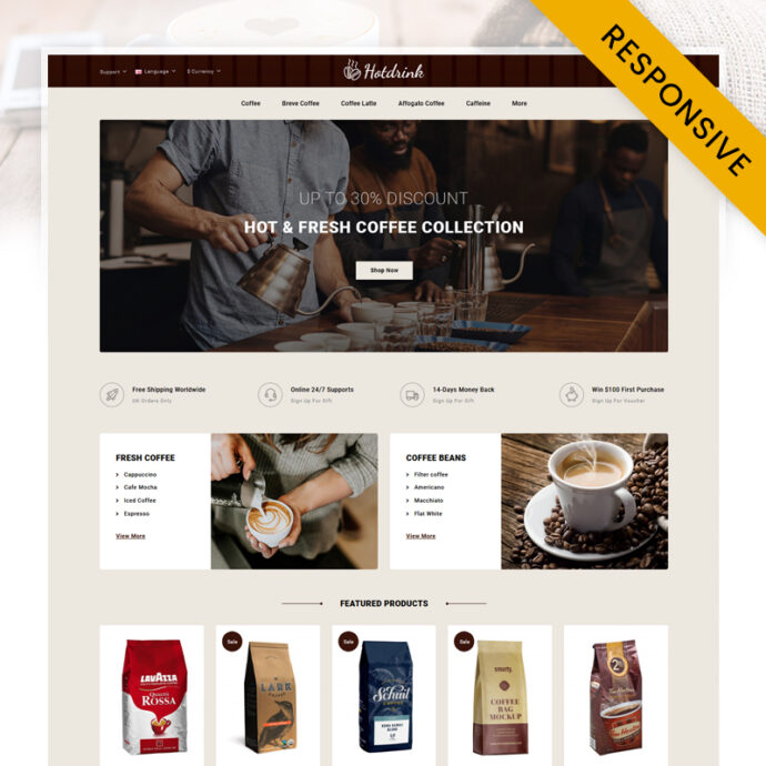 Hotdrink - Coffee Store OpenCart Theme