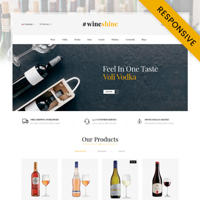 Wine Shine Store OpenCart Theme