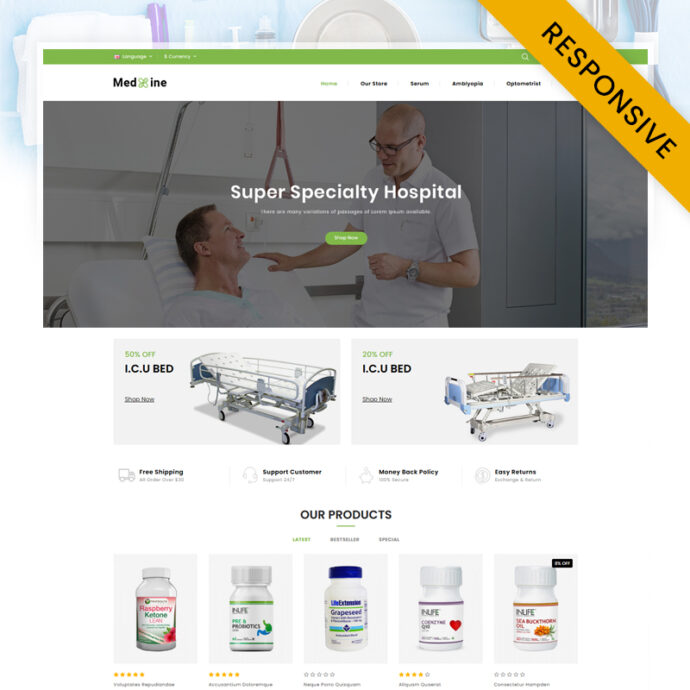Medxine - Drugs Store OpenCart Theme