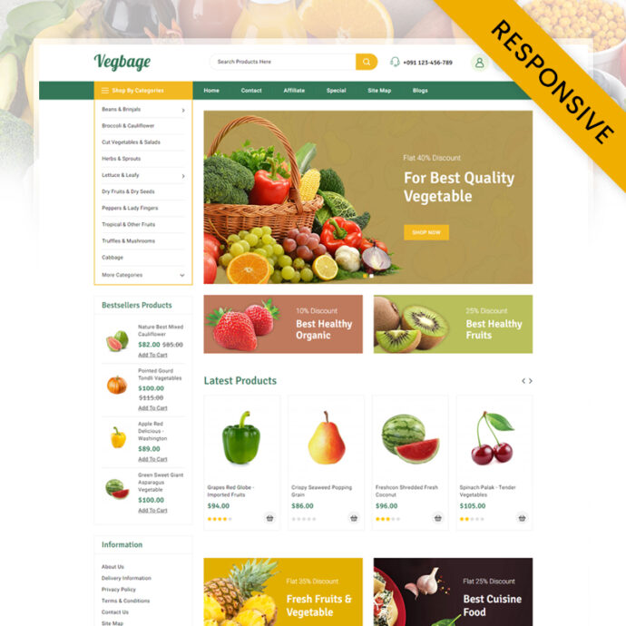 Vegbage - Fruits and Vegetable Store Opencart Responsive Theme