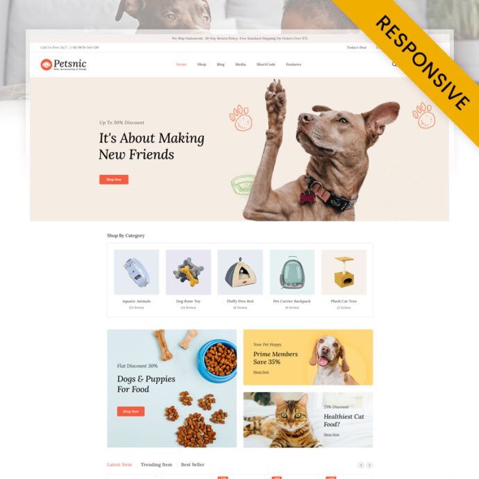 Petsnic - Pets Accessories and Food Store WooCommerce Theme