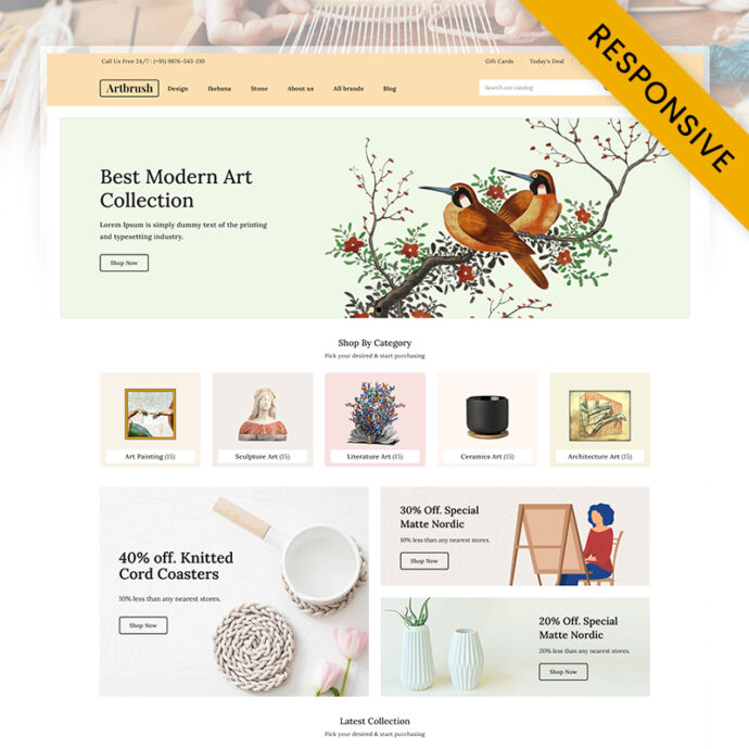 Artbrush - Art Craft and Home Decor Store Prestashop Responsive Theme