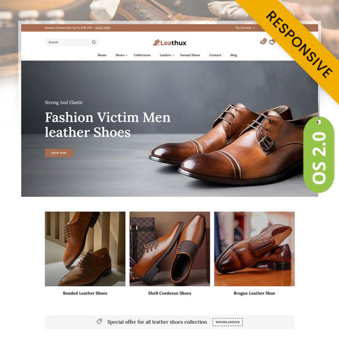 Leathux - Leather Shoes & Footwear Store Shopify 2.0 Responsive Theme
