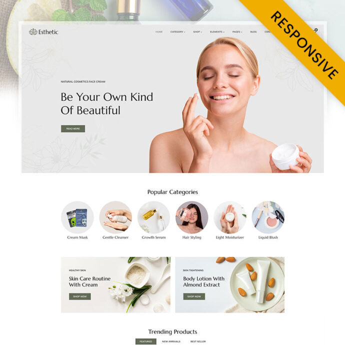Esthetic - Skincare, Beauty and Cosmetics Store Elementor WooCommerce Responsive Theme