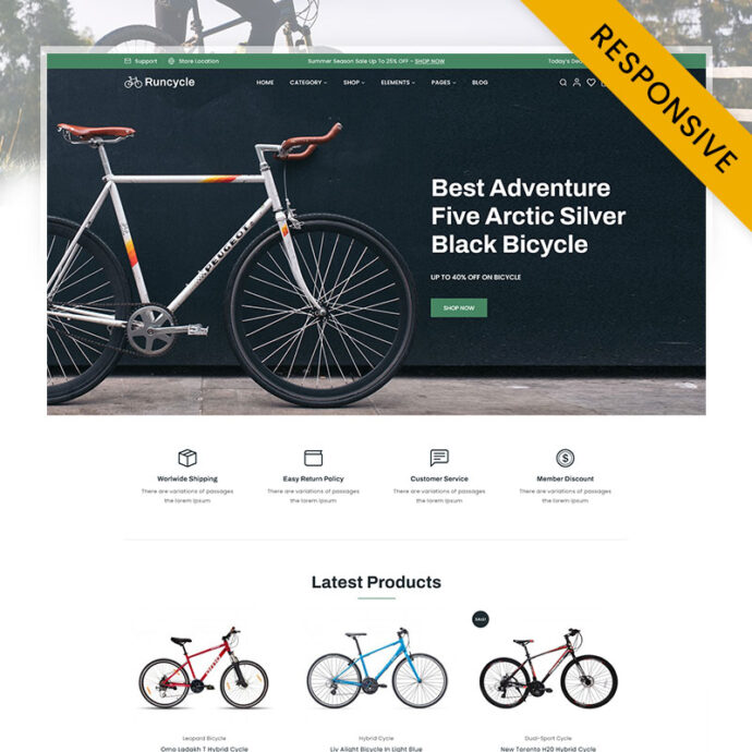 Runcycle - Bicycle Store Multipurpose Elementor WooCommerce Responsive Theme