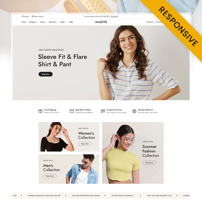 Masive - Fashion Store and Clothing Shop Elementor WooCommerce Responsive Theme