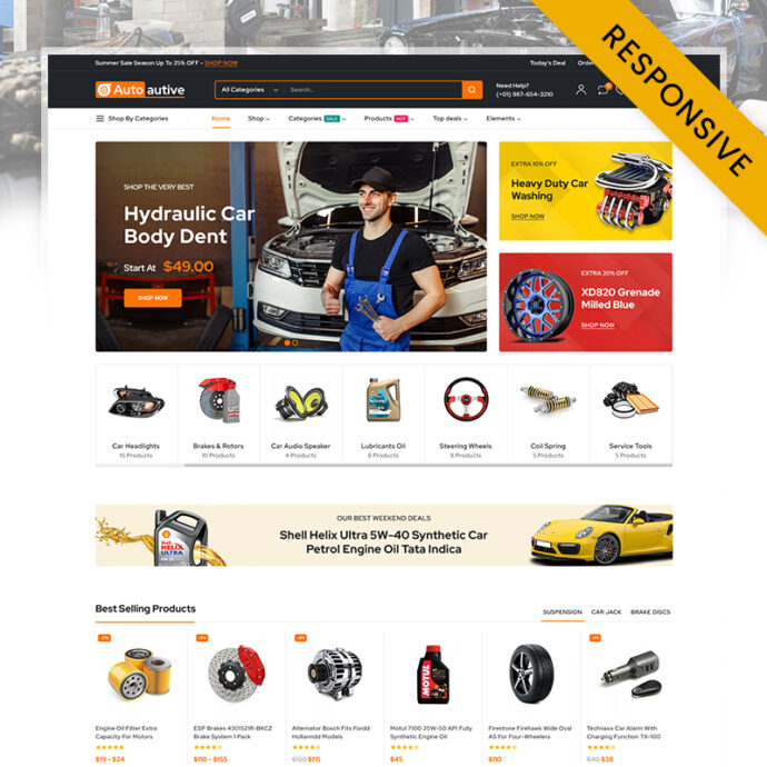 Autoautive - Automobile, Auto Parts & Tools Store Elementor WooCommerce Responsive Theme